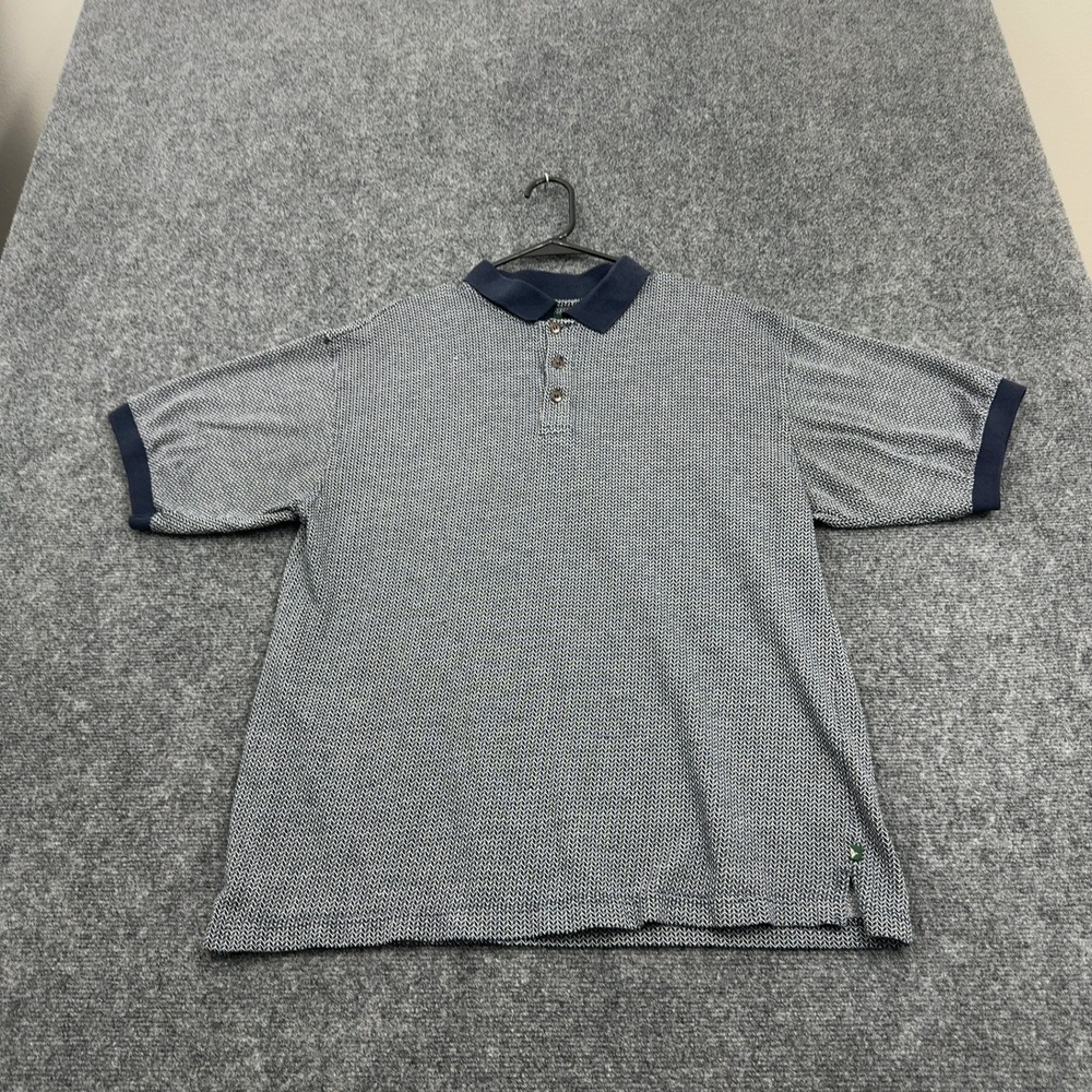 Vintage Bert Pulitzer Polo Shirt Mens L Blue Knit Herringbone Textured Retro